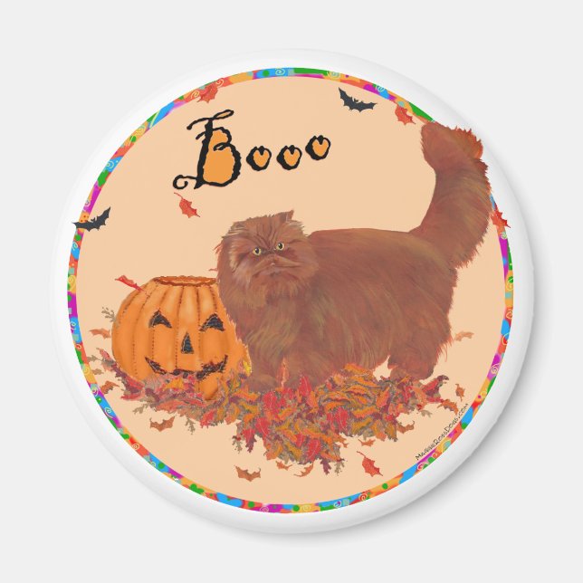 Röd persisk katt Halloween Magnet (Framsidan)