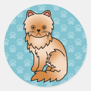 Röd persisk katt runt klistermärke