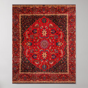 Röd persisk Matta-utskrift, värde Poster Pappert (