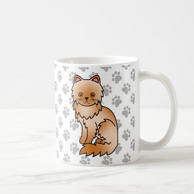 Röd persisk söt seriefigur katt illustration kaffemugg (Höger)