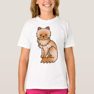 Röd persisk söt seriefigur katt illustration t shirt