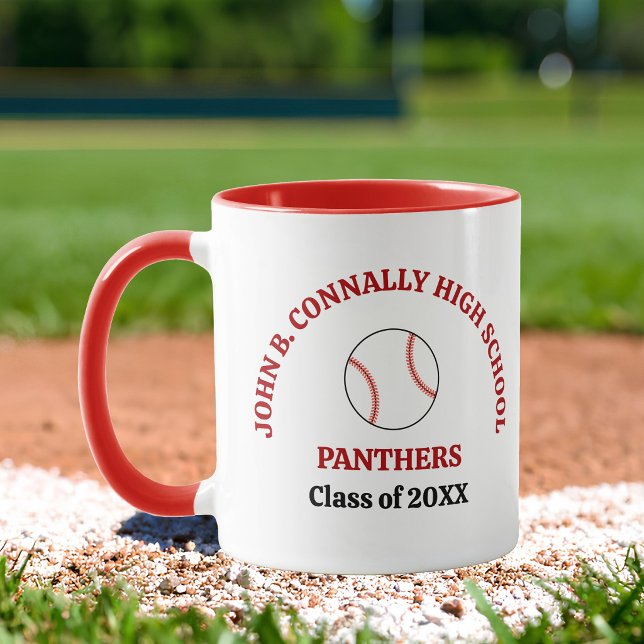 Röd personlig baseballspelare i gymnasiet mugg (Skapare uppladdad)