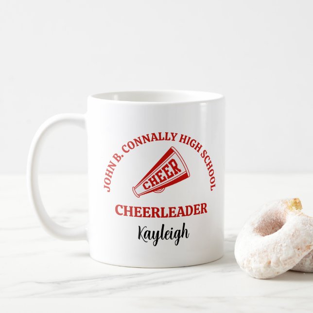 Röd personlig cheerleader för gymnasiet kaffemugg (Med munk)