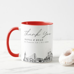 Röd personlig kaffemugg för bröllop i San Francisc