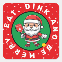 Röd Pickleball Santa anpassningsbar-text Fyrkantigt Klistermärke