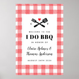 Röd picknick I Do BBQ välkomstskylt Poster