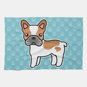 Röd Piebald Fransk Bulldog Korthårig Tecknad Hund Kökshandduk