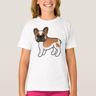 Röd Piebald Fransk Bulldog Söt Tecknad Hund T Shirt