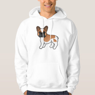 Röd Piebald Fransk Bulldogg Söt Tecknad Hund Hoodie