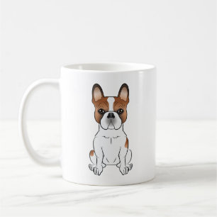 Röd Piebald Fransk Bulldogg Söt Tecknad Hund Kaffemugg