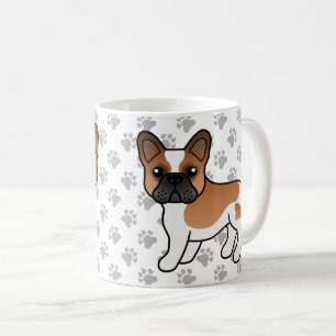 Röd Piebald Fransk Bulldogg Söt Tecknad Hund Kaffemugg