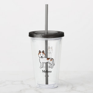Röd Piebald Siberian Husky Hund & Anpassat Namn Take Away Mugg