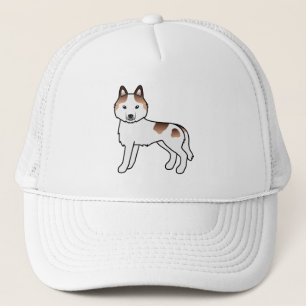 Röd Piebald Siberian Husky Söt Tecknad Hund Keps