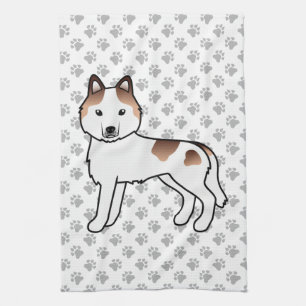 Röd Piebald Siberian Husky Söt Tecknad Hund Kökshandduk