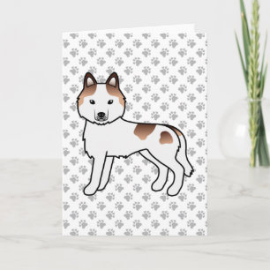 Röd Piebald Siberian Husky Söt Tecknad Hund Kort