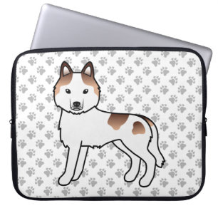 Röd Piebald Siberian Husky Söt Tecknad Hund Laptop Fodral