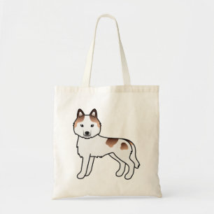 Röd Piebald Siberian Husky Söt Tecknad Hund Tygkasse