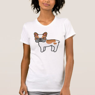 Röd Piebald Tecknad Fransk Bulldog T Shirt