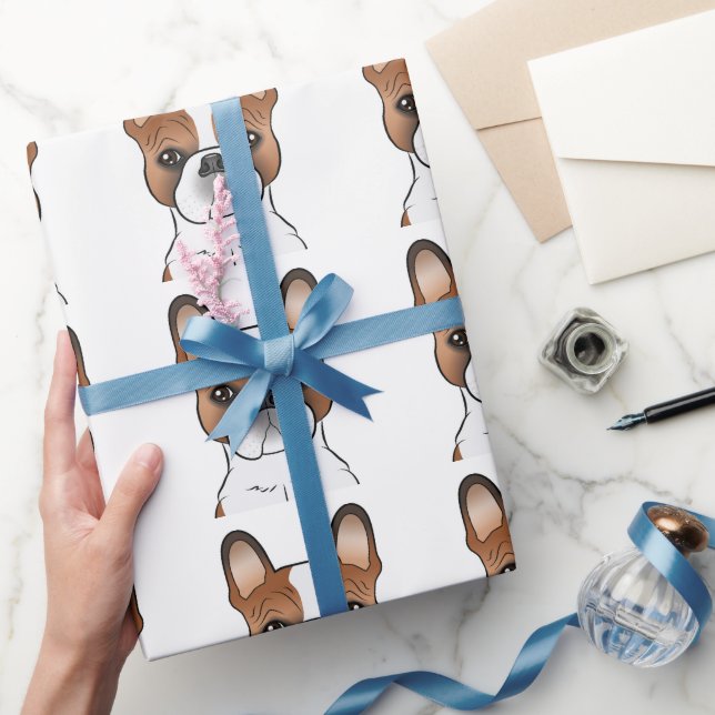 Röd pied French Bulldog Tecknad Hund Mönster Presentpapper (Gifting)