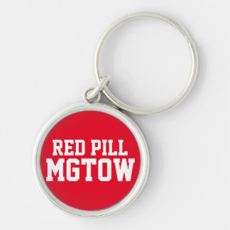Röd Pill MGTOW Rund Silverfärgad Nyckelring