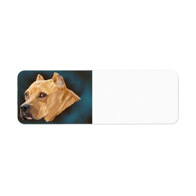 Röd Pitbull Hund Returadress Etikett (Framsidan)