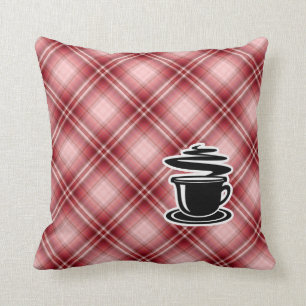Röd pläd hoat kaffe kudde