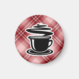 Röd pläd hoat kaffe magnet