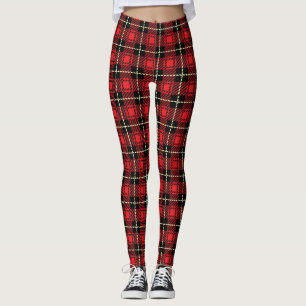 Röd plädbakgrund leggings