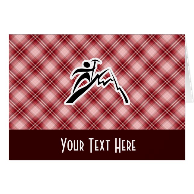 Röd plädbergklättring hälsningskort (Framsidan Horizontal)