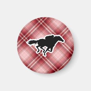 Röd plädhästkapplöpning magnet