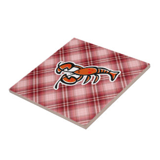 Röd plädhummer kakelplatta