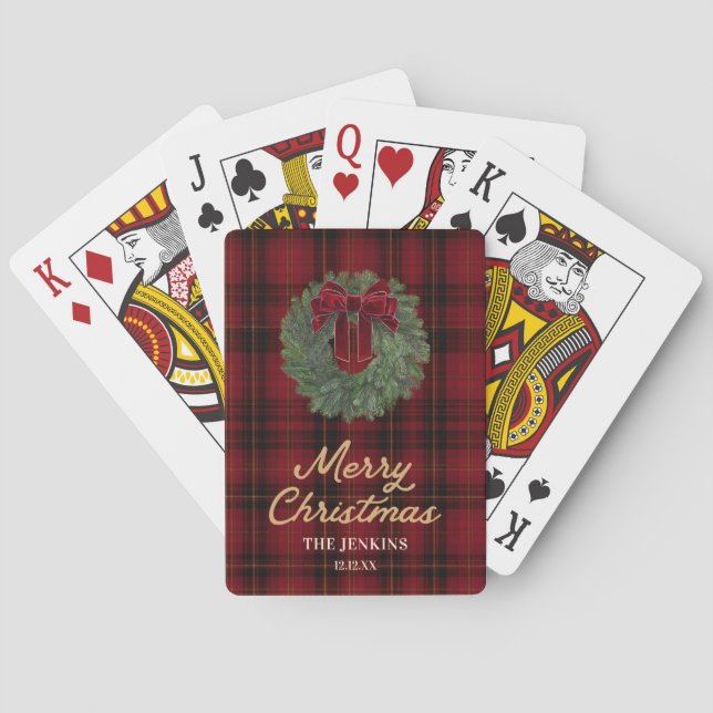 Röd Plaid God Jul Casinokort (Baksidan)