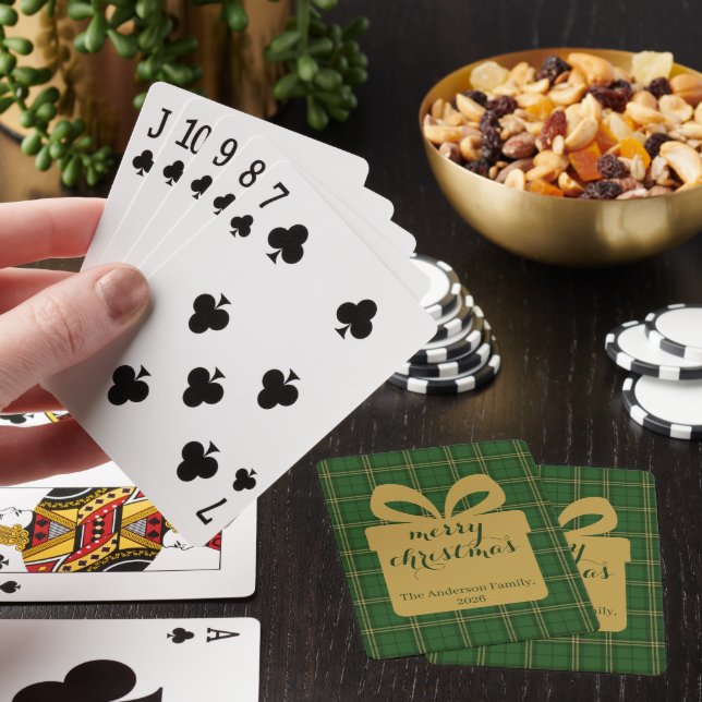 Röd Plaid Jul Festiv Mönster -  Casinokort (På plats)