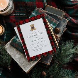 Röd Plaid Nallebjörn Julfest Inbjudningar