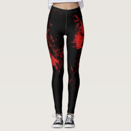 Röd plaskad svart leggings