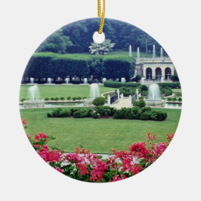 Röd plats från drivhusbalkongen, Longwood Gard Julgransprydnad Keramik (Framsidan)