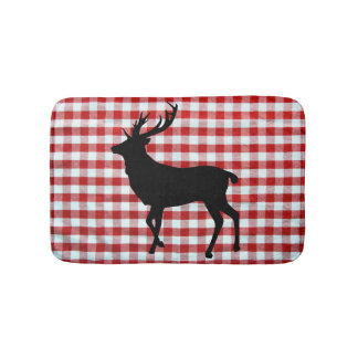 Röd platta med svart hjort badrumsmatta