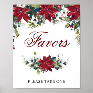 Röd poinsettia-Blommigtens favoritskylt Poster