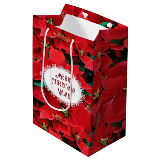 Röd Poinsettia God Jul  (Framsidan Vinklad)