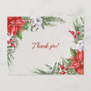 Röd Poinsettia Gröna blad Bröllop Vykort