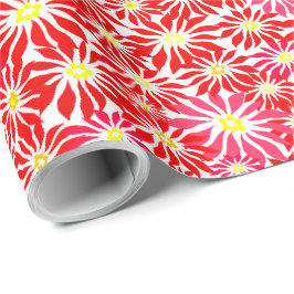 Röd Poinsettia Helhelgs Blommönster Wrap Presentpapper