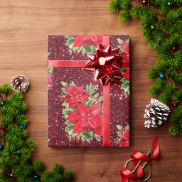 Röd Poinsettia Jul Presentpapper