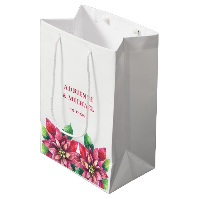 Röd Poinsettia Julbröllop  (Framsidan Vinklad)
