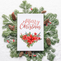 Röd Poinsettia Klassisk Enkel God Jul