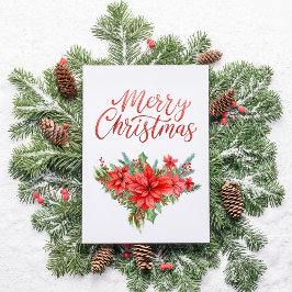 Röd Poinsettia Klassisk Enkel God Jul Helgkort