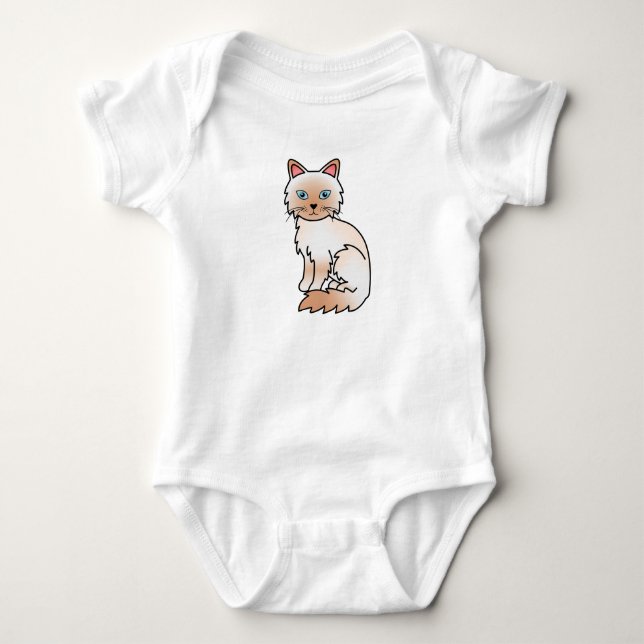 Röd Point Birman / Ragdoll Katt Tee Shirt (Framsida)