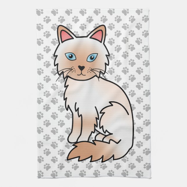 Röd Point Birman / Ragdoll Söt Katt & Tassar Kökshandduk (Vertikal)