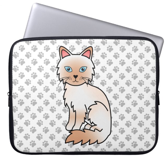 Röd Point Birman / Ragdoll Söt Katt & Tassar Laptop Fodral (Framsidan)