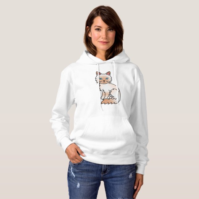 Röd Point Birman / Ragdoll Söt Tecknad Katt T Shirt (Hel framsida)