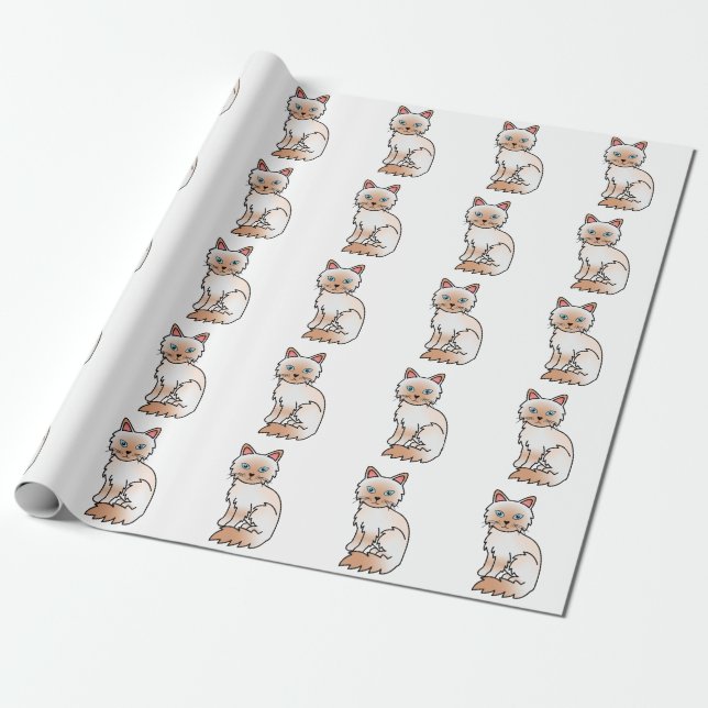 Röd Point Birman / Ragdoll Sött Kattmönster Presentpapper (Utrullad)